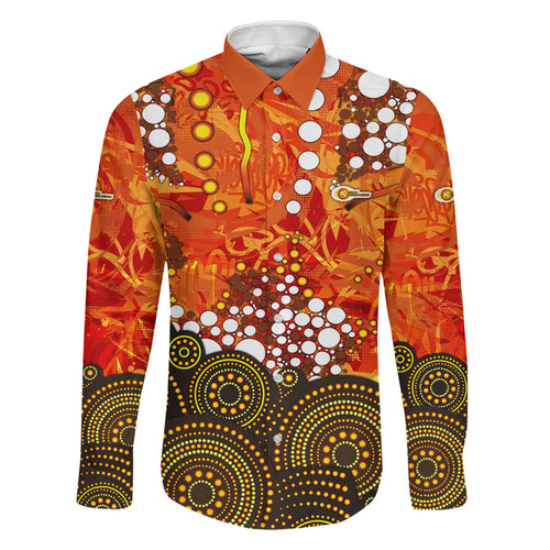 Perth Scorchers Family Matching Off The Shoulder Long Sleeve Dress and Hawaiian Shirt Graffiti Urban Aboriginal Dot Abstract Design