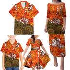 Perth Scorchers Family Matching Puletasi and Hawaiian Shirt Graffiti Urban Aboriginal Dot Abstract Design
