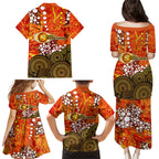 Perth Scorchers Family Matching Puletasi and Hawaiian Shirt Graffiti Urban Aboriginal Dot Abstract Design