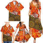Perth Scorchers Family Matching Summer Maxi Dress and Hawaiian Shirt Graffiti Urban Aboriginal Dot Abstract Design