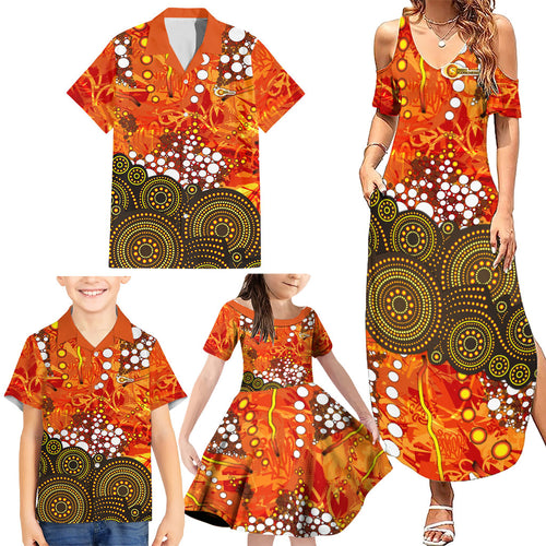 Perth Scorchers Family Matching Summer Maxi Dress and Hawaiian Shirt Graffiti Urban Aboriginal Dot Abstract Design