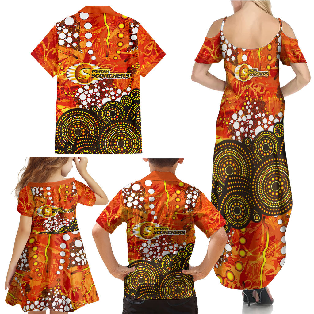Perth Scorchers Family Matching Summer Maxi Dress and Hawaiian Shirt Graffiti Urban Aboriginal Dot Abstract Design