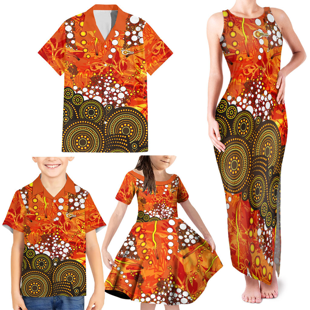 Perth Scorchers Family Matching Tank Maxi Dress and Hawaiian Shirt Graffiti Urban Aboriginal Dot Abstract Design