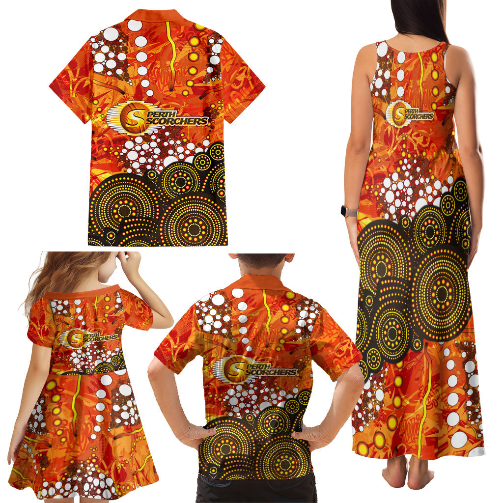 Perth Scorchers Family Matching Tank Maxi Dress and Hawaiian Shirt Graffiti Urban Aboriginal Dot Abstract Design