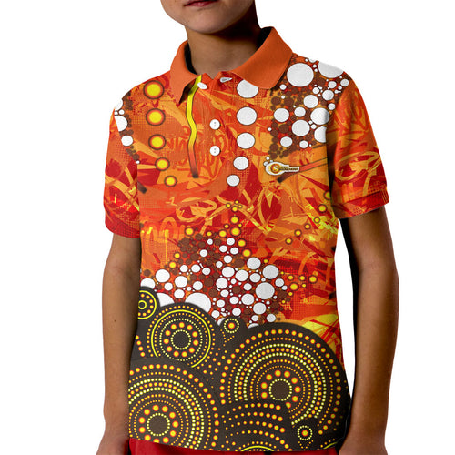 Perth Scorchers Kid Polo Shirt Graffiti Urban Aboriginal Dot Abstract Design