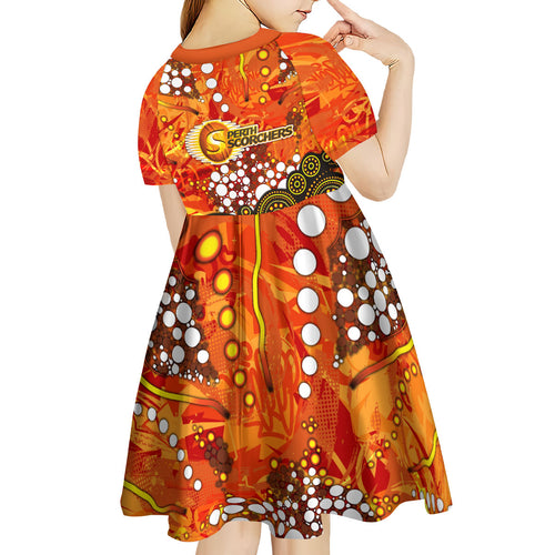 Perth Scorchers Kid Short Sleeve Dress Graffiti Urban Aboriginal Dot Abstract Design