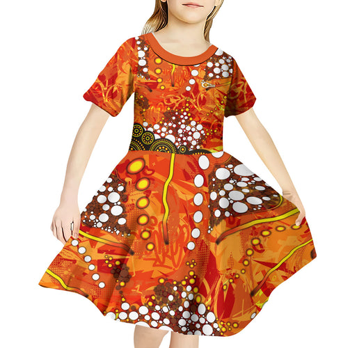 Perth Scorchers Kid Short Sleeve Dress Graffiti Urban Aboriginal Dot Abstract Design