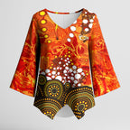 Perth Scorchers Kimono Sleeve Blouse Graffiti Urban Aboriginal Dot Abstract Design