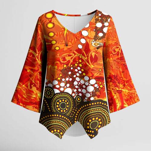 Perth Scorchers Kimono Sleeve Blouse Graffiti Urban Aboriginal Dot Abstract Design