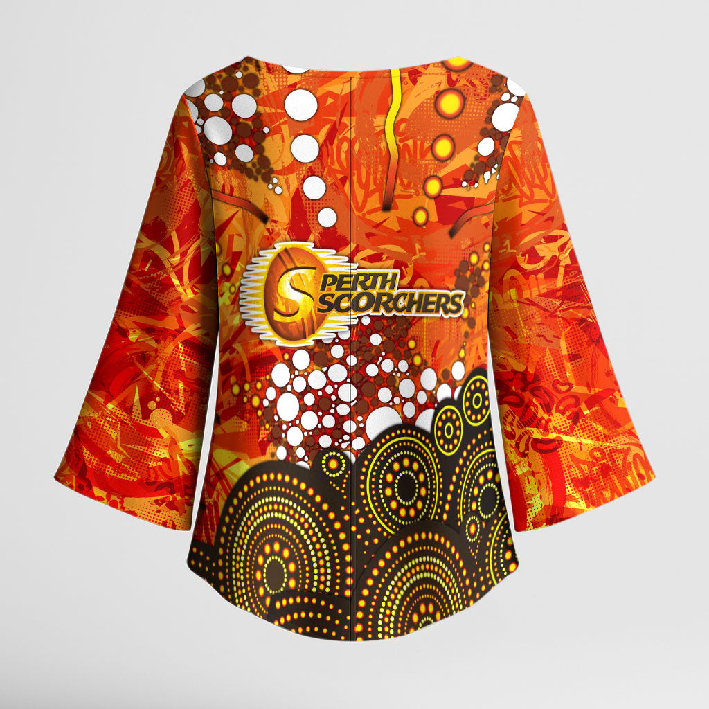 Perth Scorchers Kimono Sleeve Blouse Graffiti Urban Aboriginal Dot Abstract Design