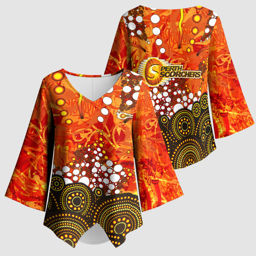 Perth Scorchers Kimono Sleeve Blouse Graffiti Urban Aboriginal Dot Abstract Design