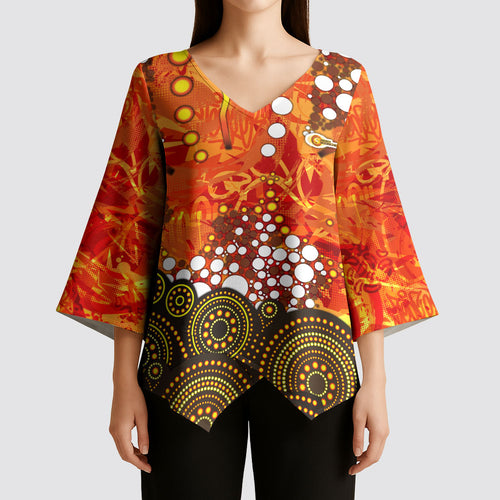 Perth Scorchers Kimono Sleeve Blouse Graffiti Urban Aboriginal Dot Abstract Design