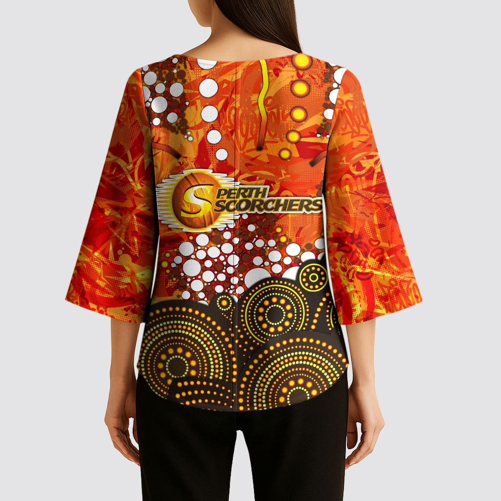 Perth Scorchers Kimono Sleeve Blouse Graffiti Urban Aboriginal Dot Abstract Design