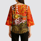 Perth Scorchers Kimono Sleeve Blouse Graffiti Urban Aboriginal Dot Abstract Design