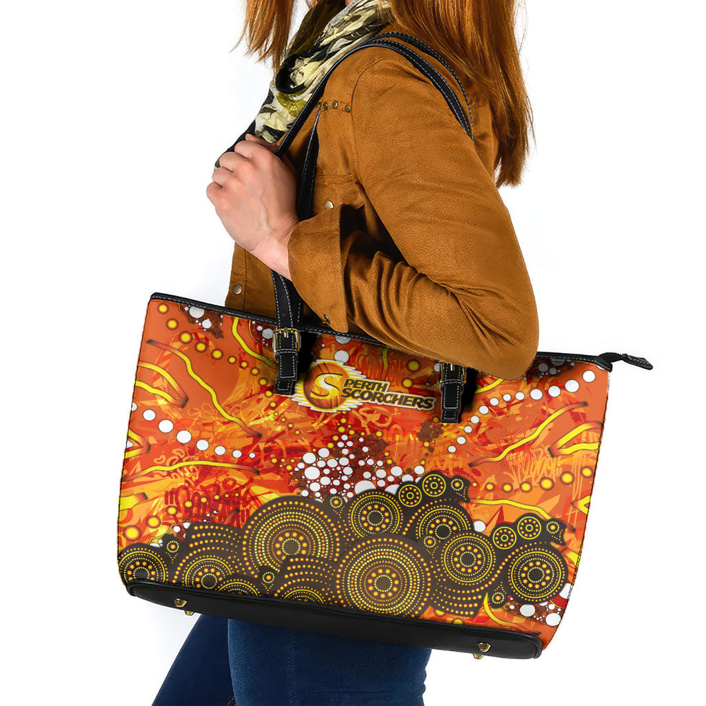Perth Scorchers Leather Tote Bag Graffiti Urban Aboriginal Dot Abstract Design