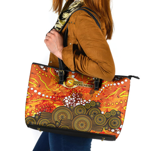 Perth Scorchers Leather Tote Bag Graffiti Urban Aboriginal Dot Abstract Design