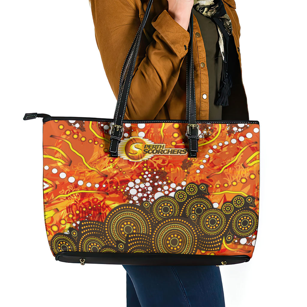 Perth Scorchers Leather Tote Bag Graffiti Urban Aboriginal Dot Abstract Design