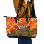 Perth Scorchers Leather Tote Bag Graffiti Urban Aboriginal Dot Abstract Design