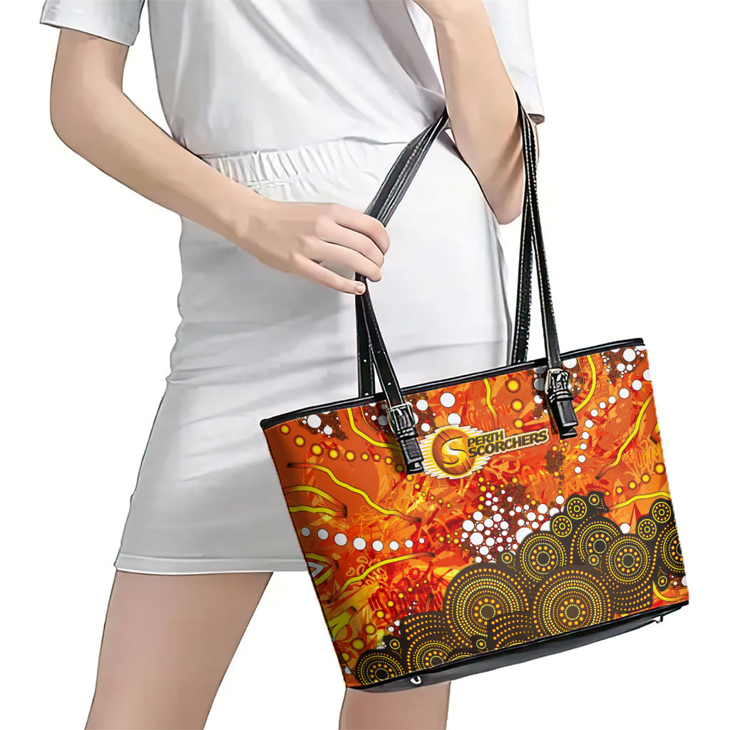 Perth Scorchers Leather Tote Bag Graffiti Urban Aboriginal Dot Abstract Design