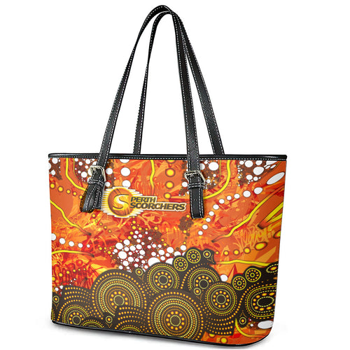 Perth Scorchers Leather Tote Bag Graffiti Urban Aboriginal Dot Abstract Design