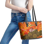 Perth Scorchers Leather Tote Bag Graffiti Urban Aboriginal Dot Abstract Design