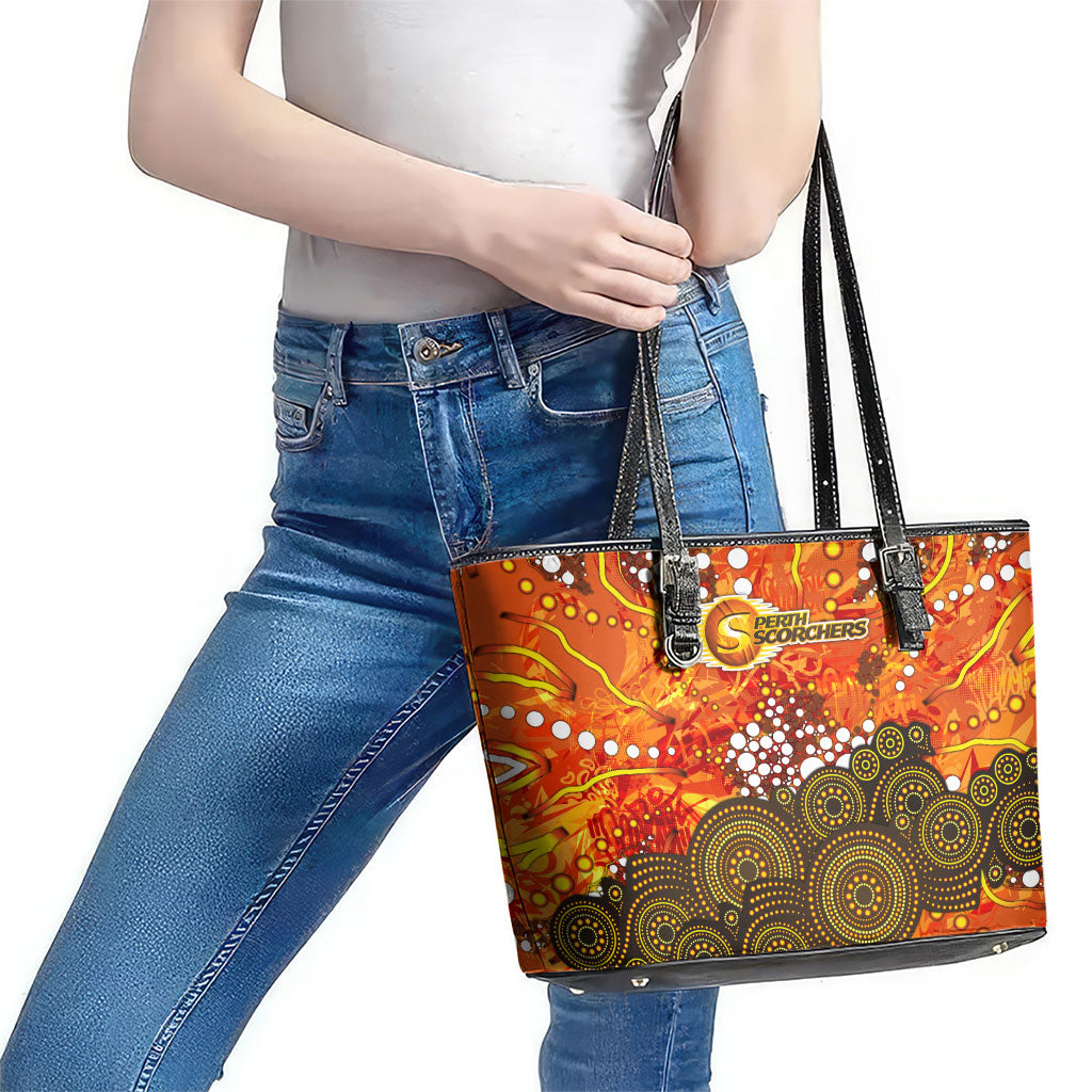 Perth Scorchers Leather Tote Bag Graffiti Urban Aboriginal Dot Abstract Design