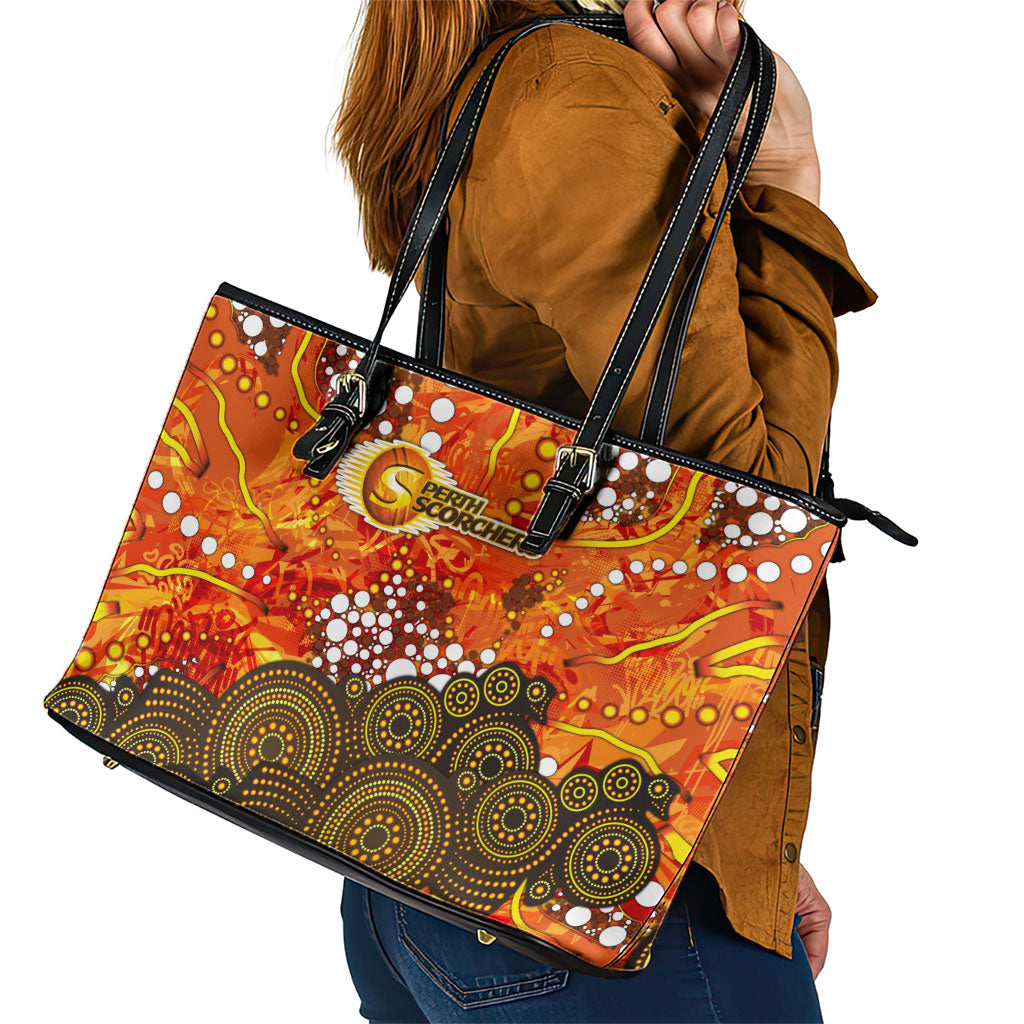 Perth Scorchers Leather Tote Bag Graffiti Urban Aboriginal Dot Abstract Design