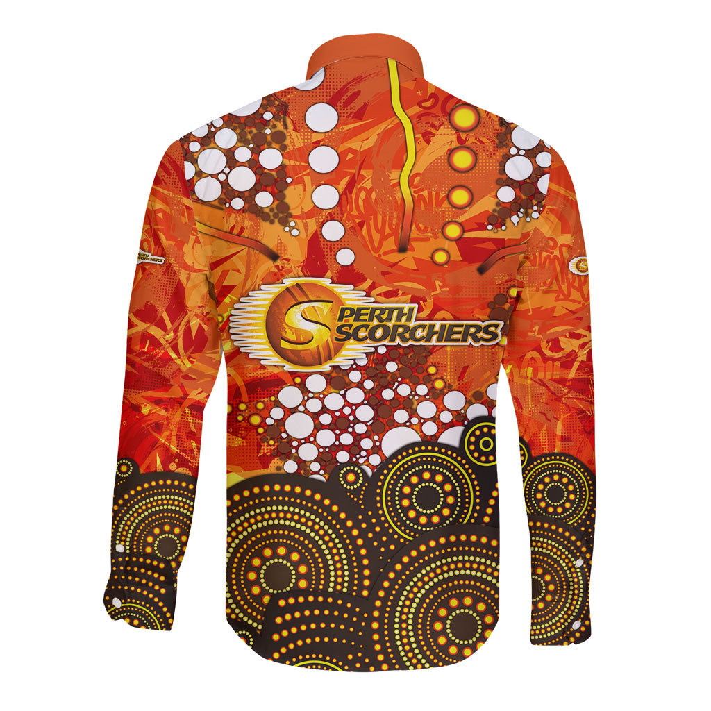 Perth Scorchers Long Sleeve Button Shirt Graffiti Urban Aboriginal Dot Abstract Design