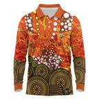 Perth Scorchers Long Sleeve Polo Shirt Graffiti Urban Aboriginal Dot Abstract Design