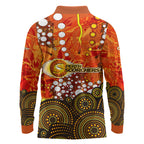 Perth Scorchers Long Sleeve Polo Shirt Graffiti Urban Aboriginal Dot Abstract Design