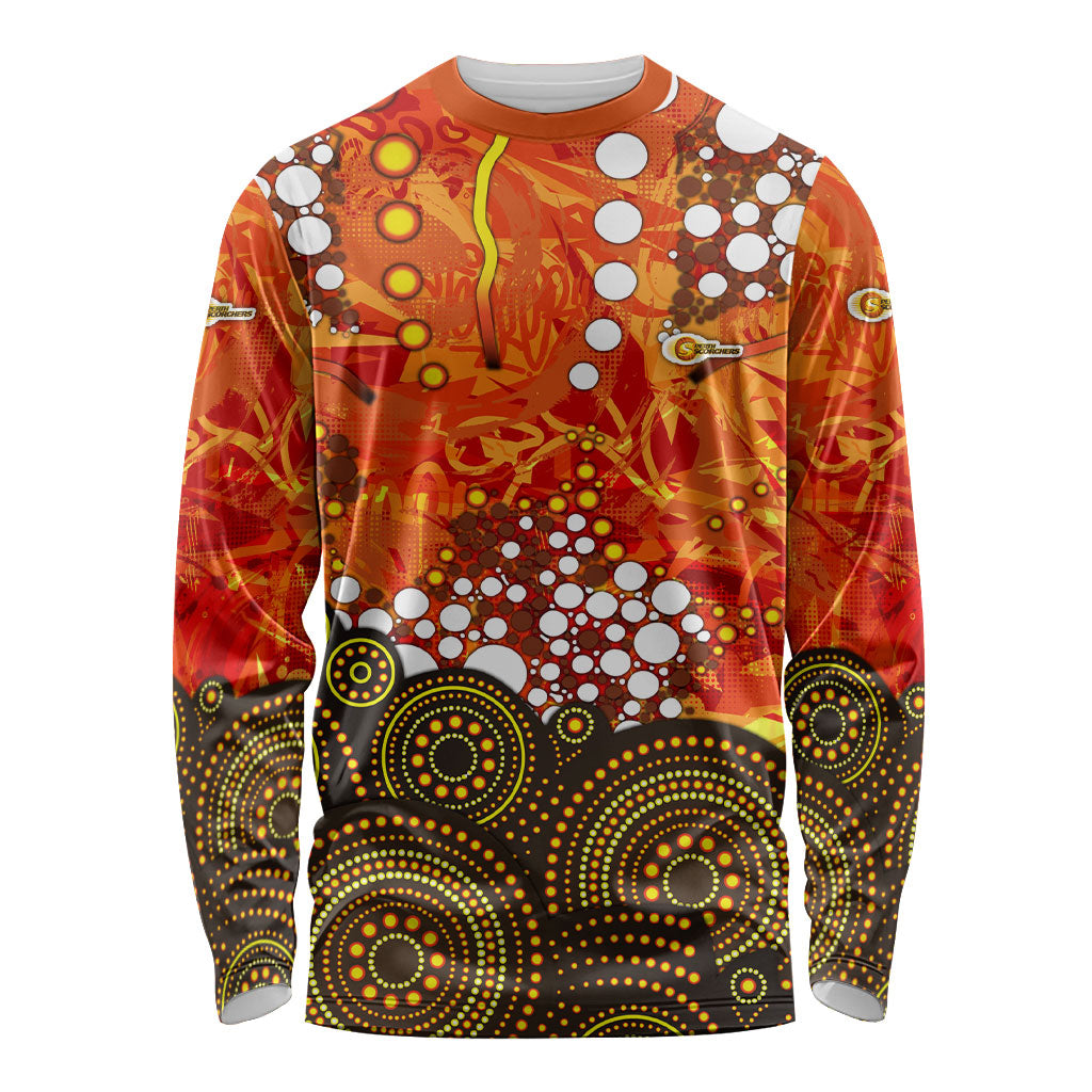 Perth Scorchers Long Sleeve Shirt Graffiti Urban Aboriginal Dot Abstract Design