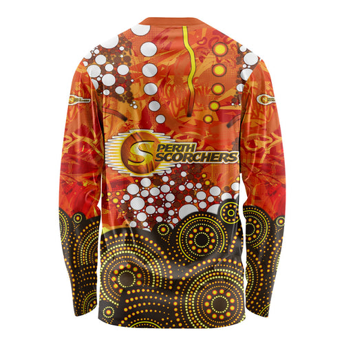 Perth Scorchers Long Sleeve Shirt Graffiti Urban Aboriginal Dot Abstract Design