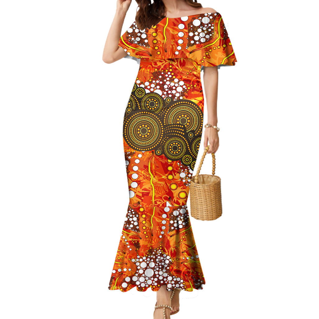 Perth Scorchers Mermaid Dress Graffiti Urban Aboriginal Dot Abstract Design