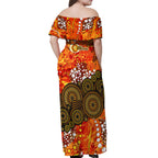 Perth Scorchers Off Shoulder Maxi Dress Graffiti Urban Aboriginal Dot Abstract Design