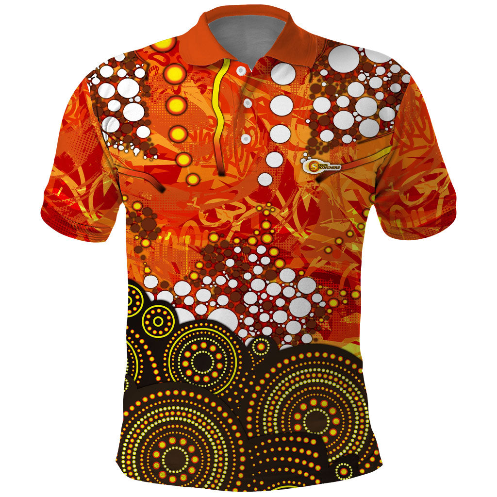 Perth Scorchers Polo Shirt Graffiti Urban Aboriginal Dot Abstract Design