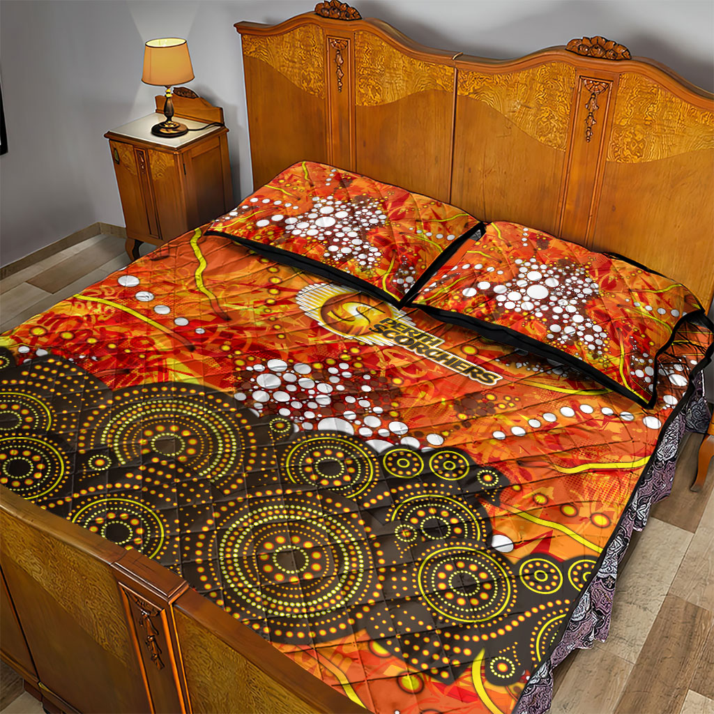 Perth Scorchers Quilt Bed Set Graffiti Urban Aboriginal Dot Abstract Design