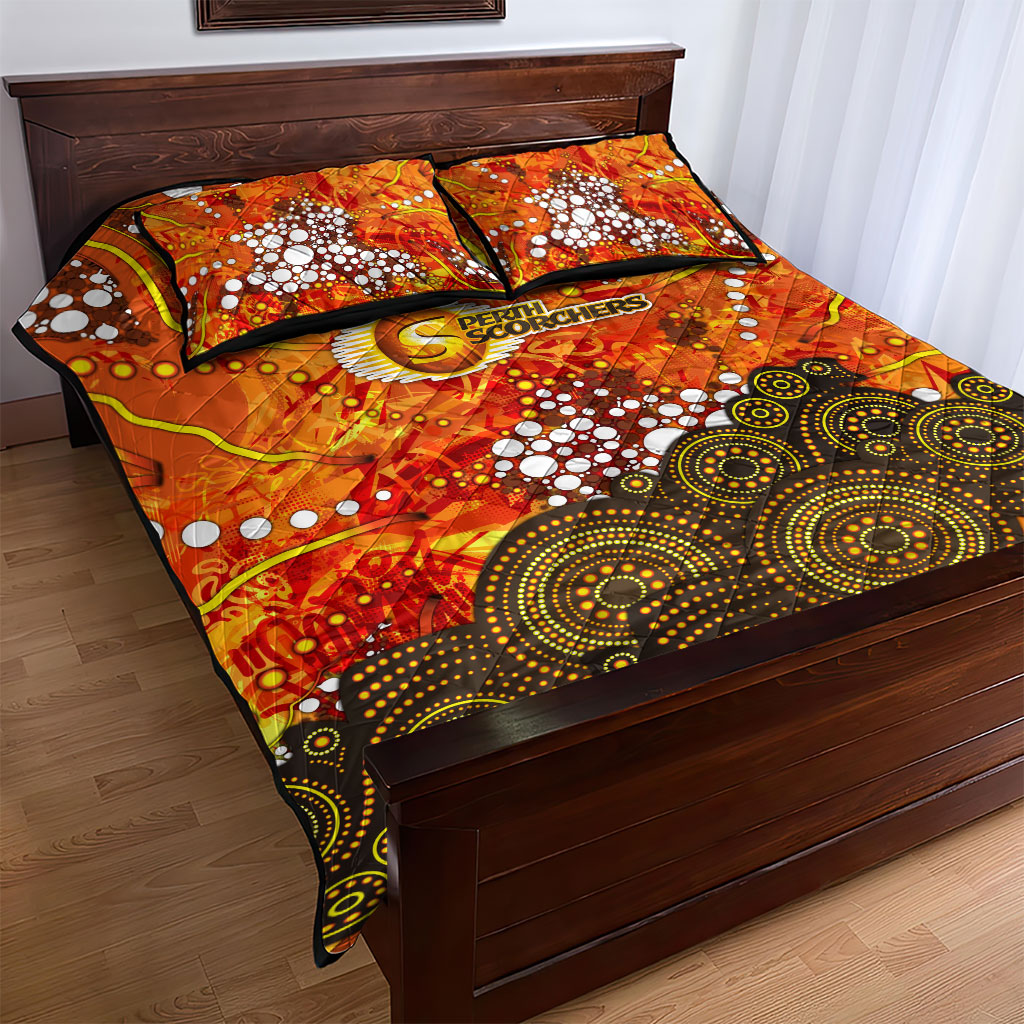 Perth Scorchers Quilt Bed Set Graffiti Urban Aboriginal Dot Abstract Design