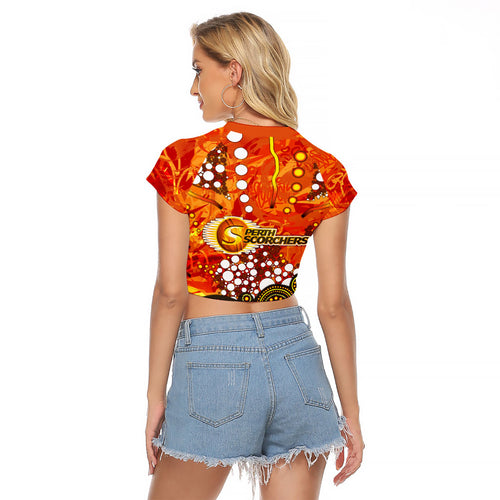 Perth Scorchers Raglan Cropped T Shirt Graffiti Urban Aboriginal Dot Abstract Design