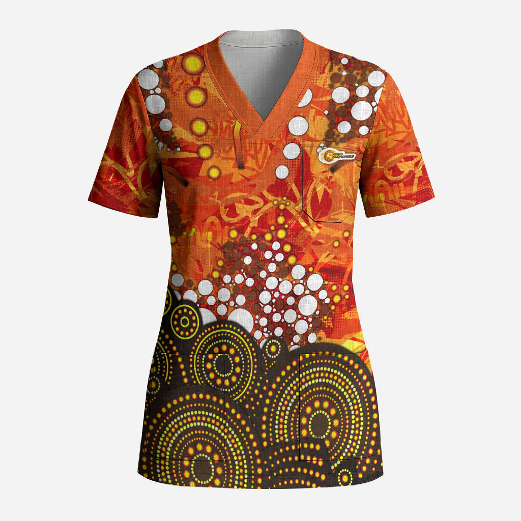 Perth Scorchers Scrub Top Graffiti Urban Aboriginal Dot Abstract Design