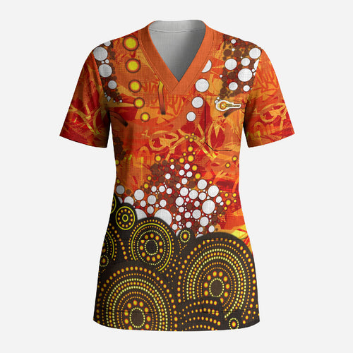 Perth Scorchers Scrub Top Graffiti Urban Aboriginal Dot Abstract Design