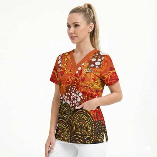Perth Scorchers Scrub Top Graffiti Urban Aboriginal Dot Abstract Design