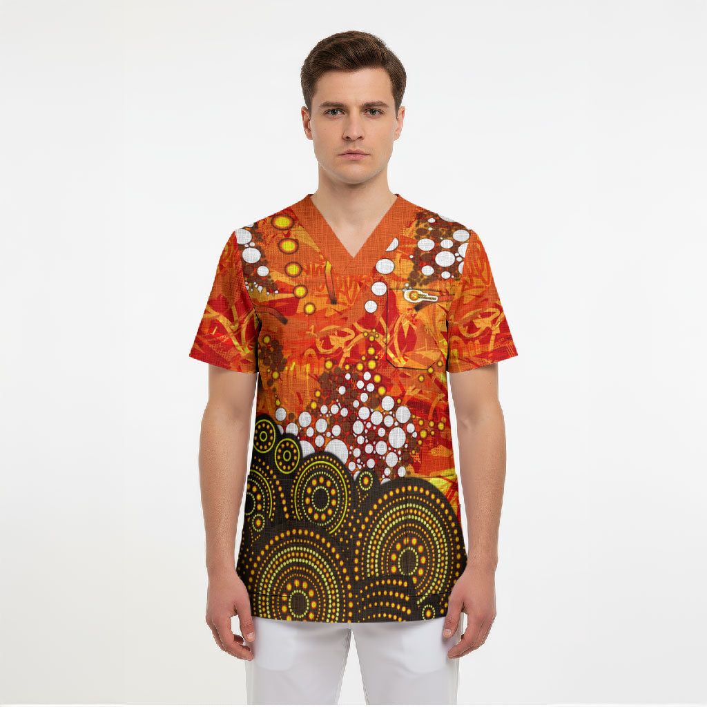 Perth Scorchers Scrub Top Graffiti Urban Aboriginal Dot Abstract Design