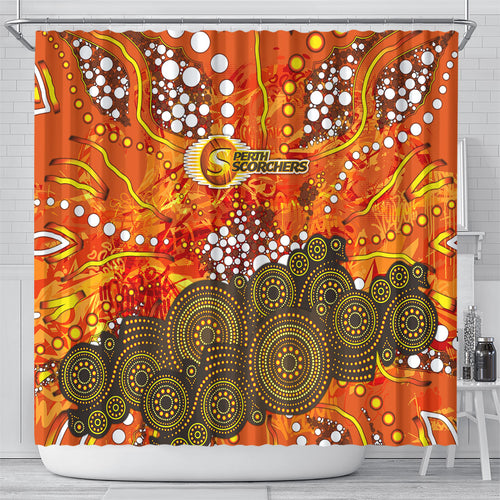 Perth Scorchers Shower Curtain Graffiti Urban Aboriginal Dot Abstract Design