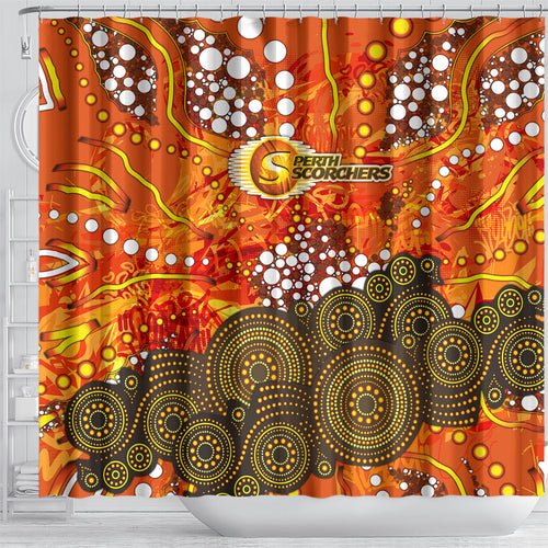 Perth Scorchers Shower Curtain Graffiti Urban Aboriginal Dot Abstract Design