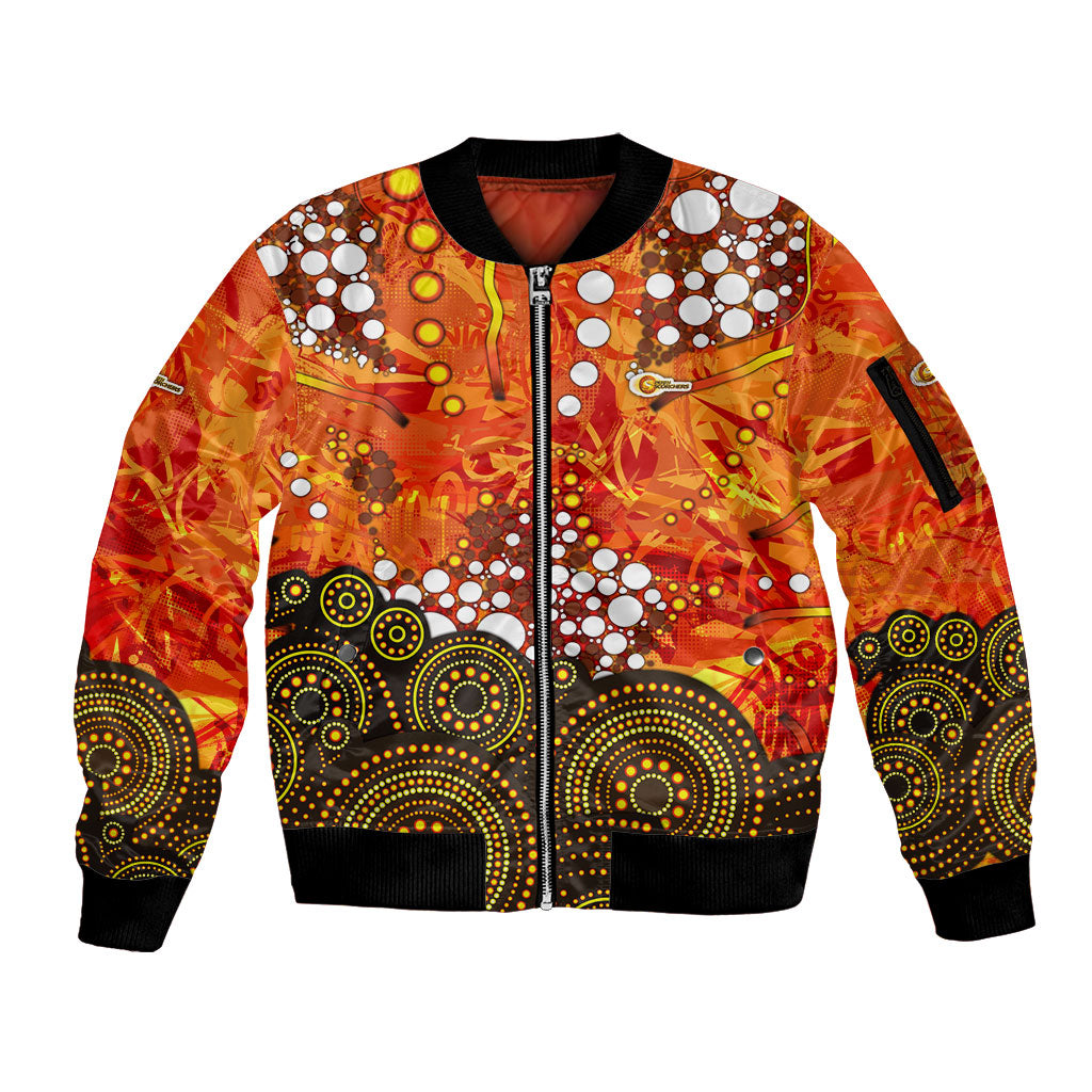 Perth Scorchers Sleeve Zip Bomber Jacket Graffiti Urban Aboriginal Dot Abstract Design