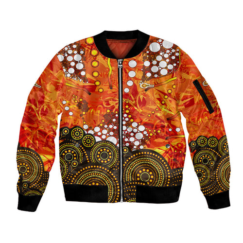 Perth Scorchers Sleeve Zip Bomber Jacket Graffiti Urban Aboriginal Dot Abstract Design