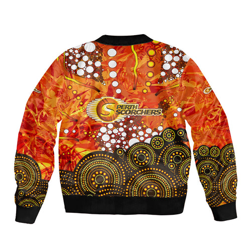 Perth Scorchers Sleeve Zip Bomber Jacket Graffiti Urban Aboriginal Dot Abstract Design