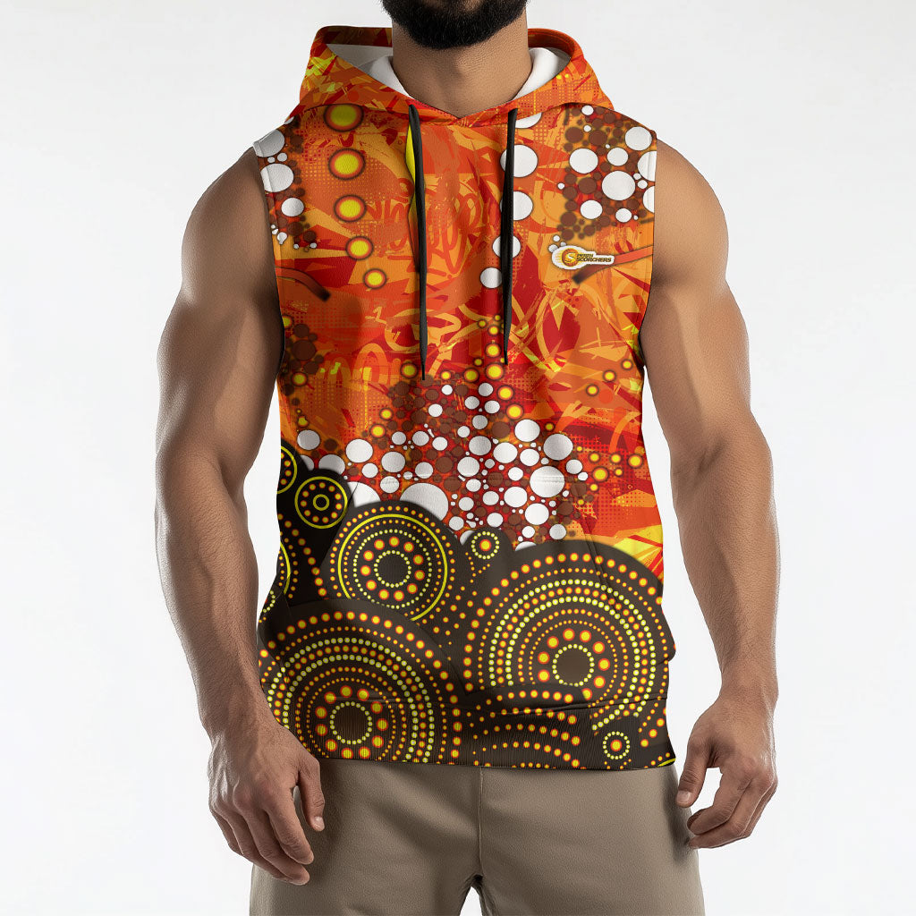 Perth Scorchers Sleeveless Hoodie Graffiti Urban Aboriginal Dot Abstract Design