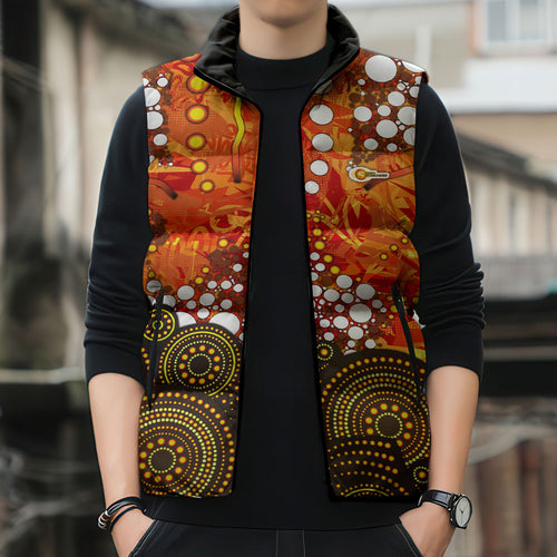 Perth Scorchers Sleeveless Puffer Jacket Graffiti Urban Aboriginal Dot Abstract Design