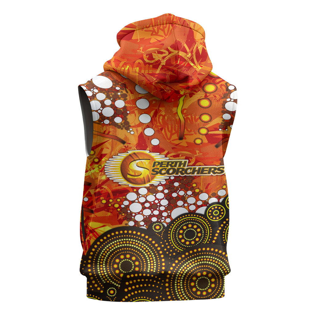 Perth Scorchers Sleeveless Zip Hoodie Graffiti Urban Aboriginal Dot Abstract Design